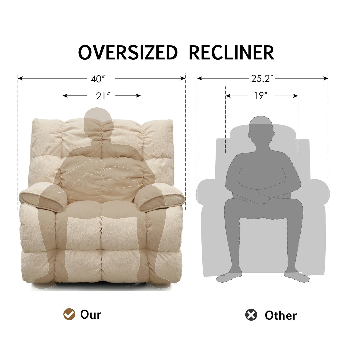 Summer Sale -  Oversized Rocker Recliner Chair