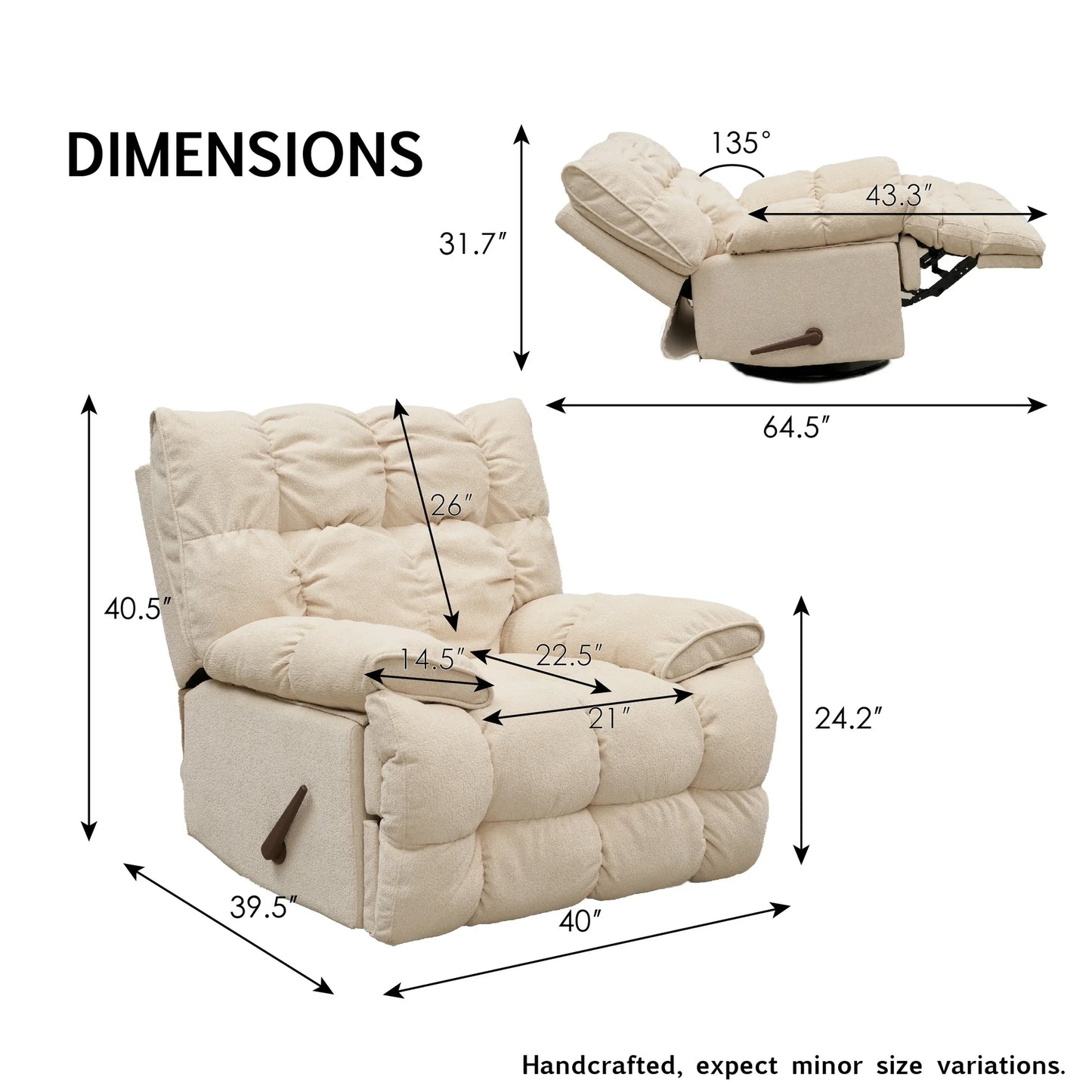 Summer Sale -  Oversized Rocker Recliner Chair